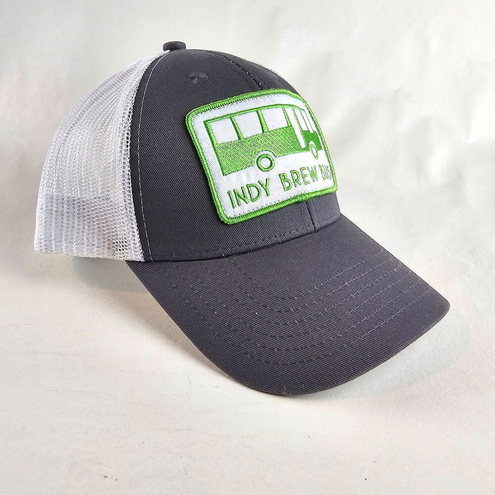 Indy Brew Bus Hat Black White Trucker Snapback Cap Brewery Branding Co Mesh